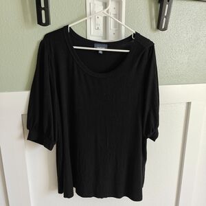 Modcloth Black Boxy 3/4 Sleeve T-Shirt